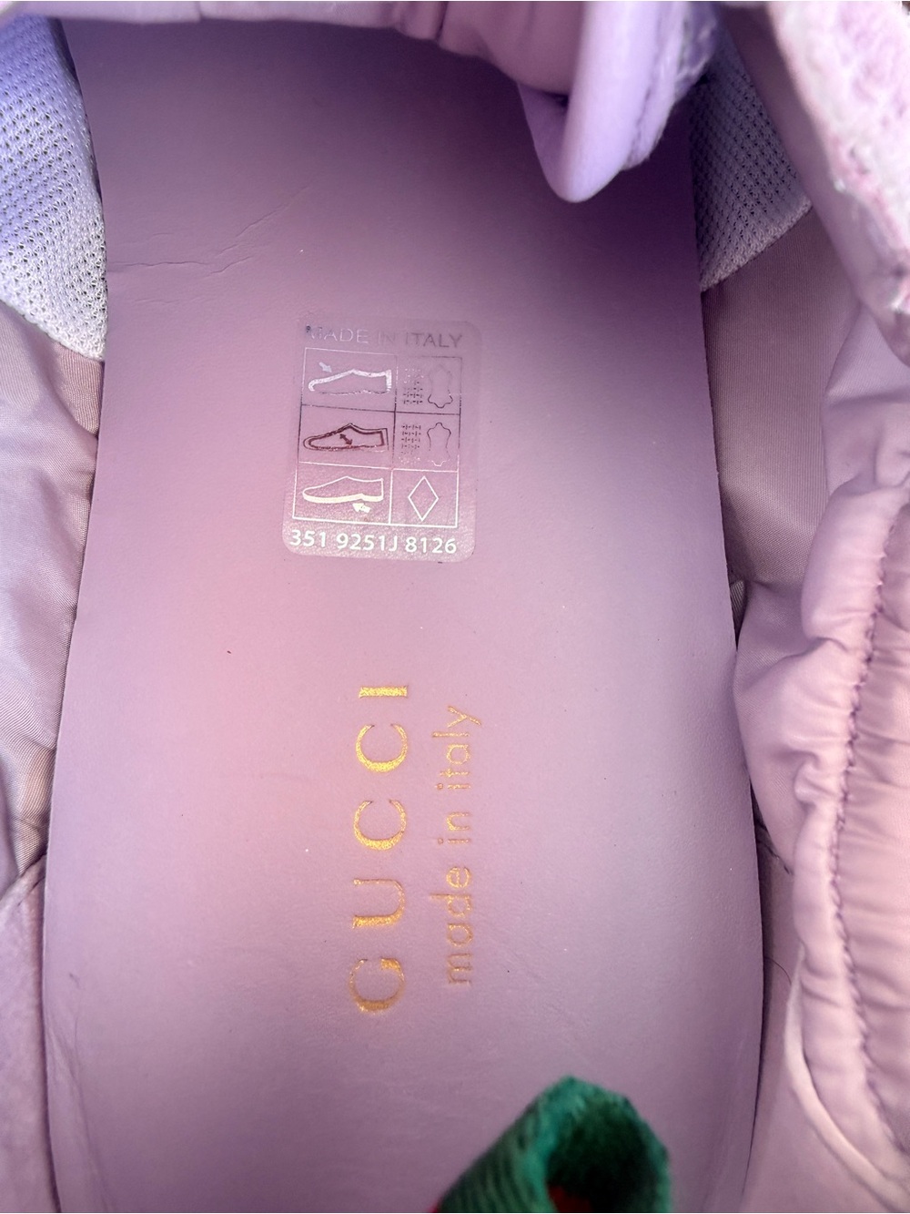 Gucci Women’s Shift Sneaker Lavender with Green-Red Gold GG Sz 11 Worn twice - Picture 4 of 11